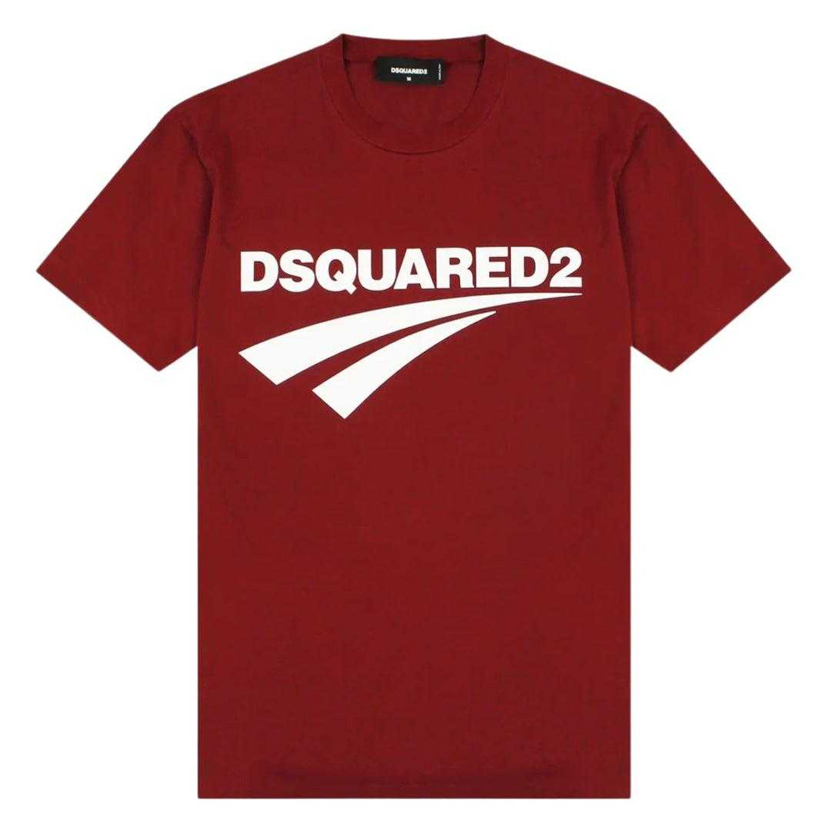 Burgundy - Front - DSquared2 Unisex Adult Logo Skinny T-Shirt