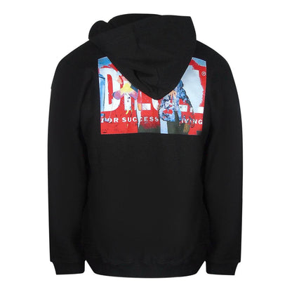 Black - Back - Diesel Mens Graphic Back Print Hoodie