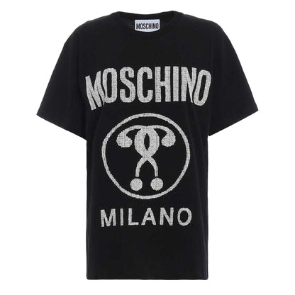 Black - Front - Moschino Mens Question Mark Logo T-Shirt