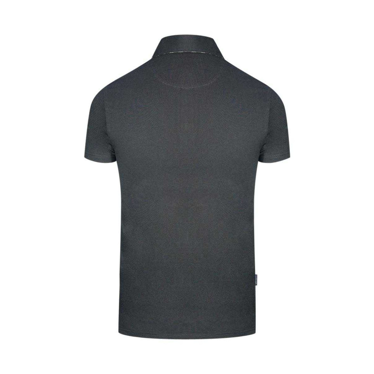 Black - Back - Aquascutum Mens Checked Logo Polo Shirt