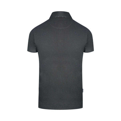 Black - Back - Aquascutum Mens Checked Logo Polo Shirt