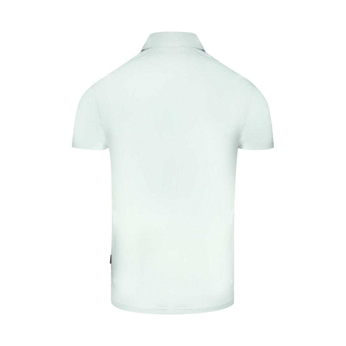 White - Back - Aquascutum Mens Checked Logo Polo Shirt