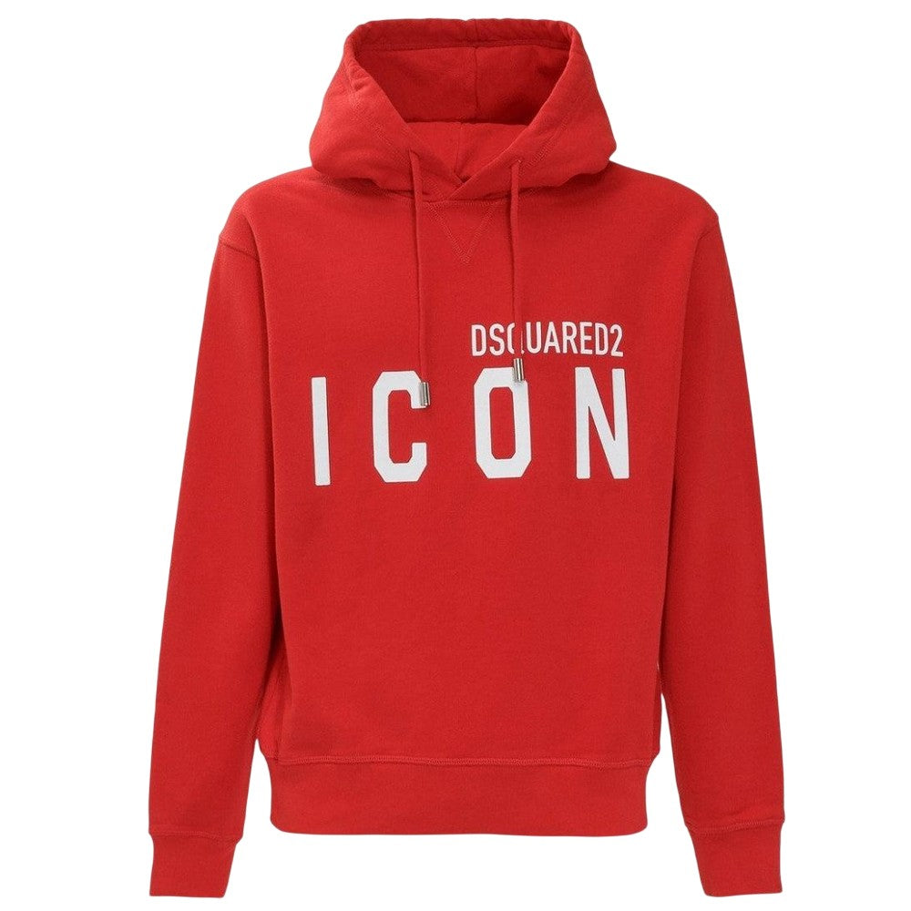 Red - Front - DSquared2 Mens Icon Logo Cool Fit Hoodie