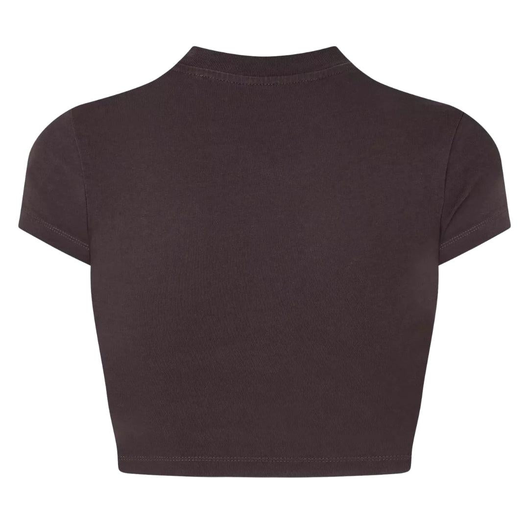 Dark Grey - Back - Off-White Womens-Ladies Bling Bounce Crop T-Shirt