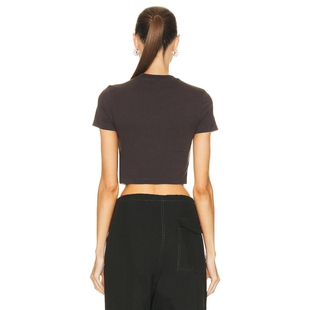 Dark Grey - Close up - Off-White Womens-Ladies Bling Bounce Crop T-Shirt