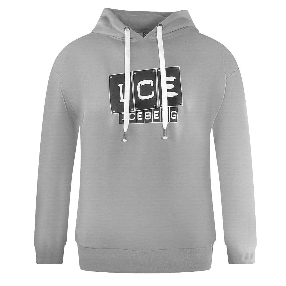 Grey - Front - Ice Iceberg Mens Block Logo Hoodie