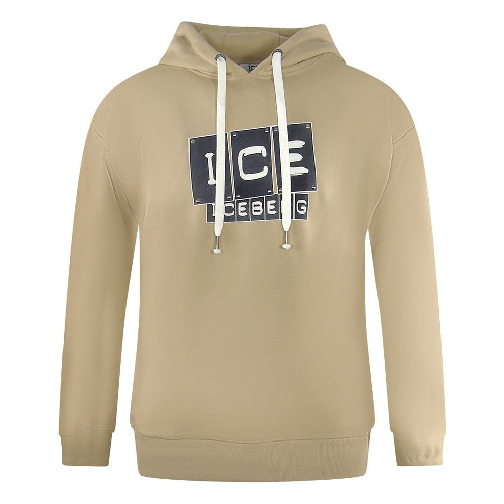 Beige - Front - Ice Iceberg Mens Block Logo Hoodie