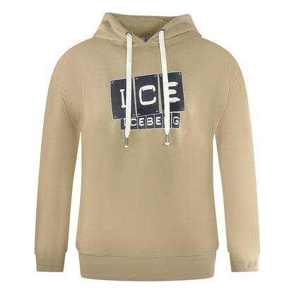 Beige - Front - Ice Iceberg Mens Block Logo Hoodie