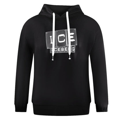 Black - Front - Ice Iceberg Mens Block Logo Hoodie