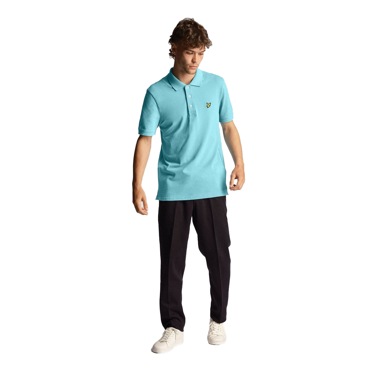 Alpine Sky - Side - Lyle & Scott Mens Chest Logo Branded Polo Shirt