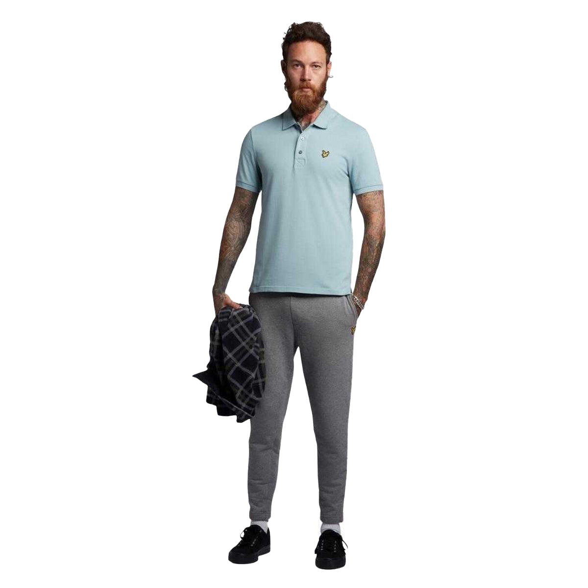 Blue - Side - Lyle & Scott Mens Chest Logo Branded Polo Shirt