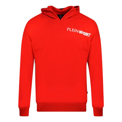 Red - Front - Plein Sport Mens Block Logo Leather Patch Hoodie