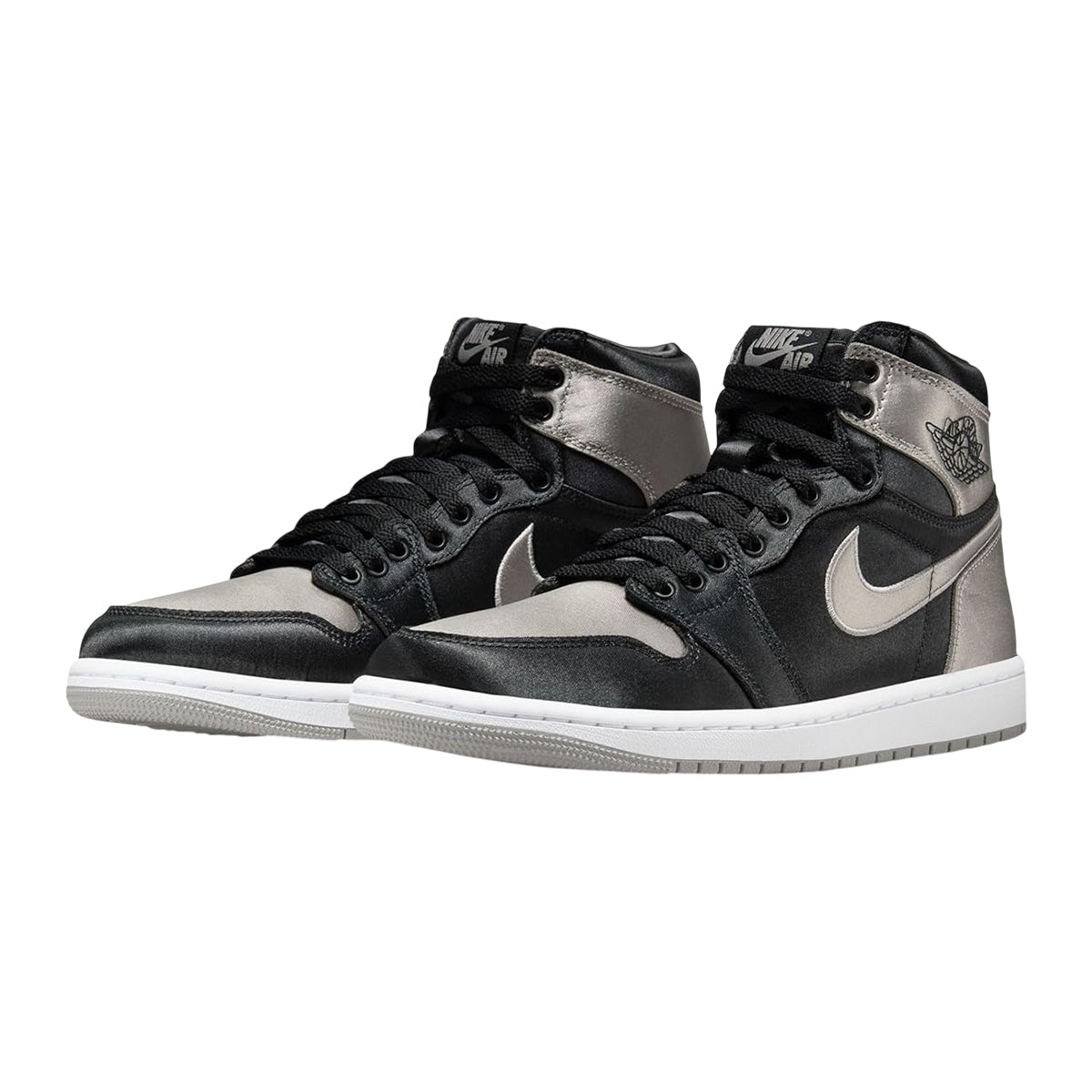 Black-White-Off White - Front - Nike Womens-Ladies Air Jordan 1 Leather Trainers