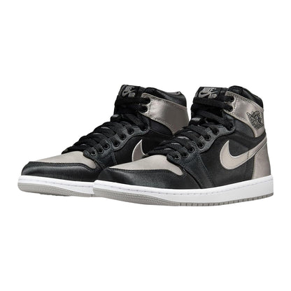 Black-White-Off White - Front - Nike Womens-Ladies Air Jordan 1 Leather Trainers
