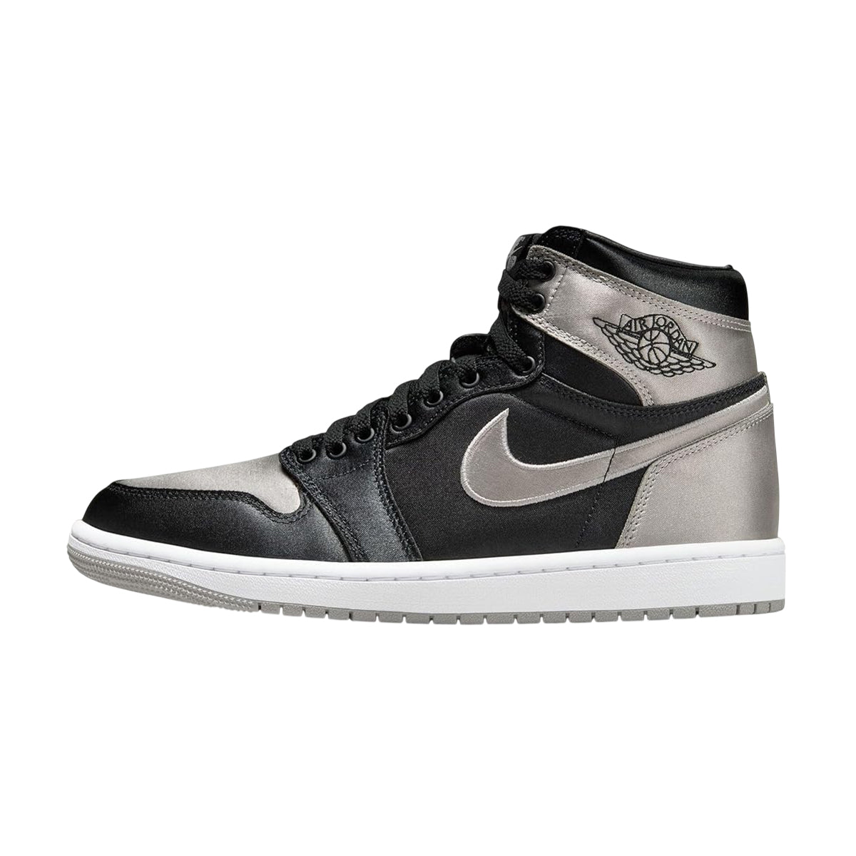 Black-White-Off White - Side - Nike Womens-Ladies Air Jordan 1 Leather Trainers