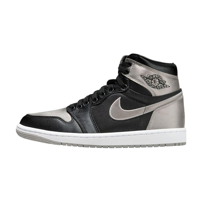 Black-White-Off White - Side - Nike Womens-Ladies Air Jordan 1 Leather Trainers