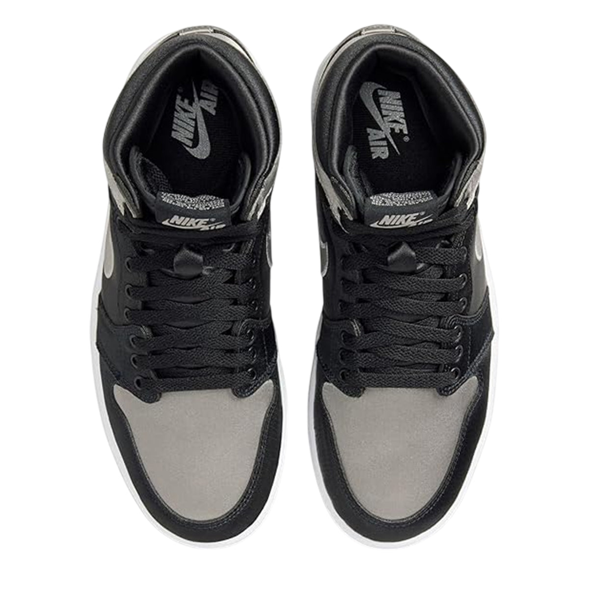 Black-White-Off White - Pack Shot - Nike Womens-Ladies Air Jordan 1 Leather Trainers