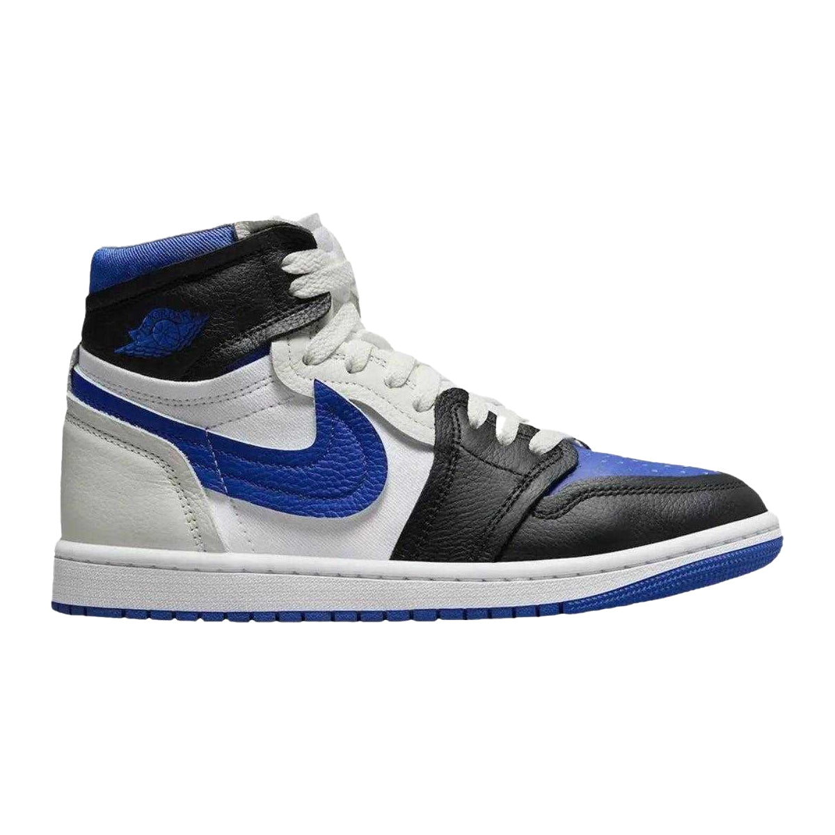 White-Black-Blue - Lifestyle - Nike Womens-Ladies Air Jordan 1 Leather Trainers