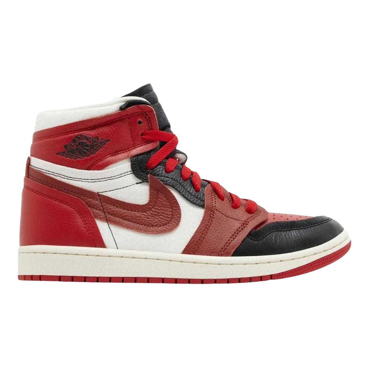 Blue-Black-White - Front - Nike Womens-Ladies Air Jordan 1 Leather Trainers
