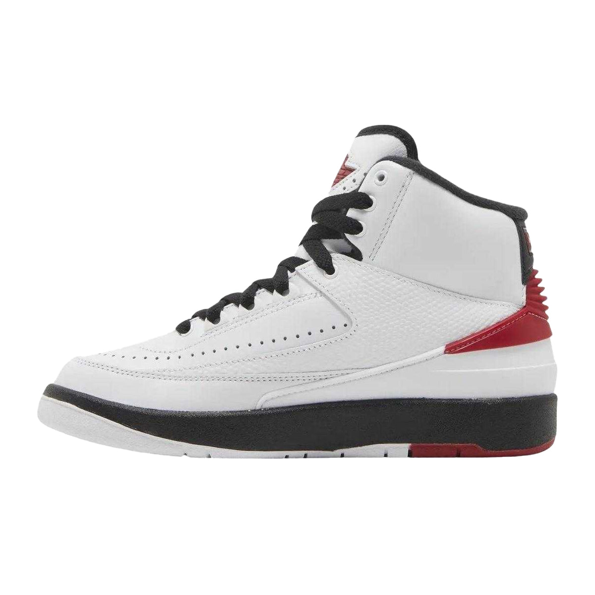White-Red - Side - Nike Mens Air Jordan 2 Retro Leather Trainers