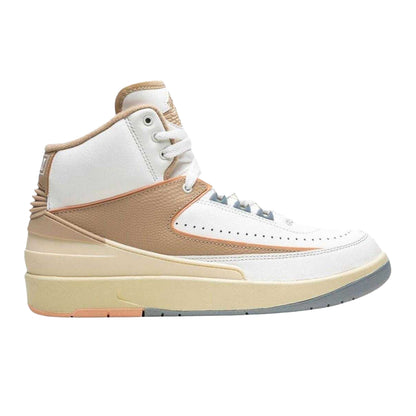 White-Tan - Side - Nike Mens Air Jordan 2 Retro Leather Trainers