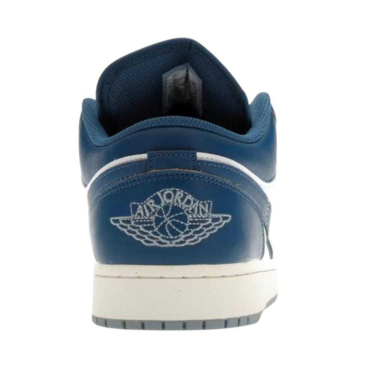 Navy-White - Back - Nike Mens Air Jordan 1 Leather Low Trainers