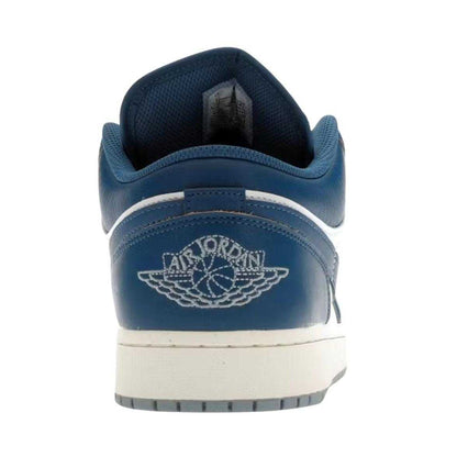 Navy-White - Back - Nike Mens Air Jordan 1 Leather Low Trainers
