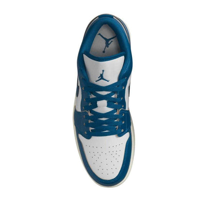 Navy-White - Pack Shot - Nike Mens Air Jordan 1 Leather Low Trainers