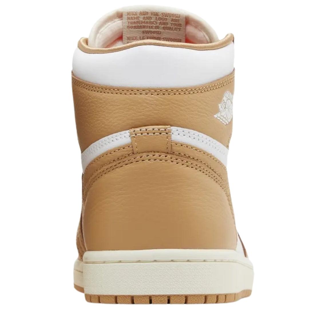 Tan - Back - Nike Womens-Ladies Air Jordan 1 Retro OG Praline Leather High Cut Trainers