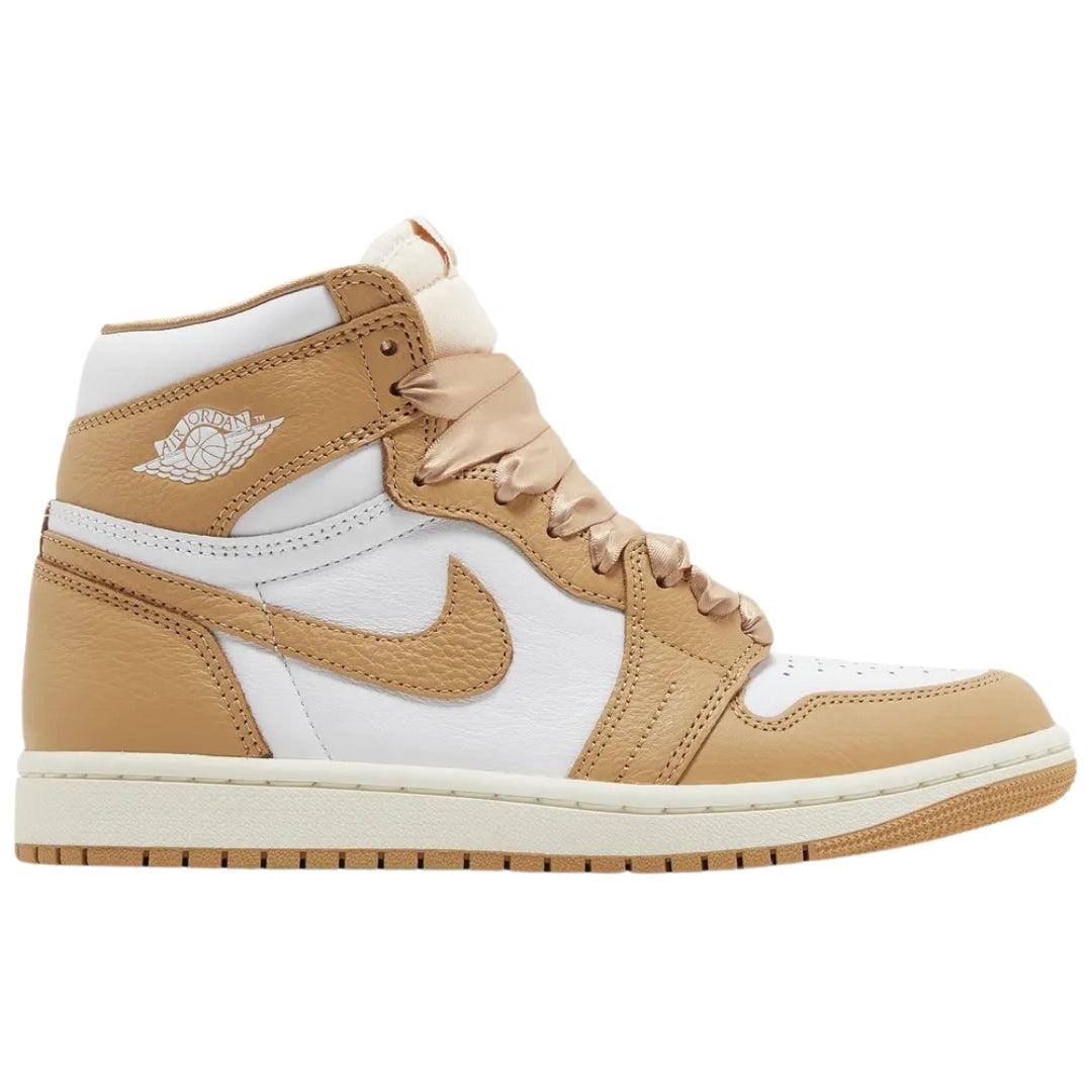 Tan - Front - Nike Womens-Ladies Air Jordan 1 Retro OG Praline Leather High Cut Trainers