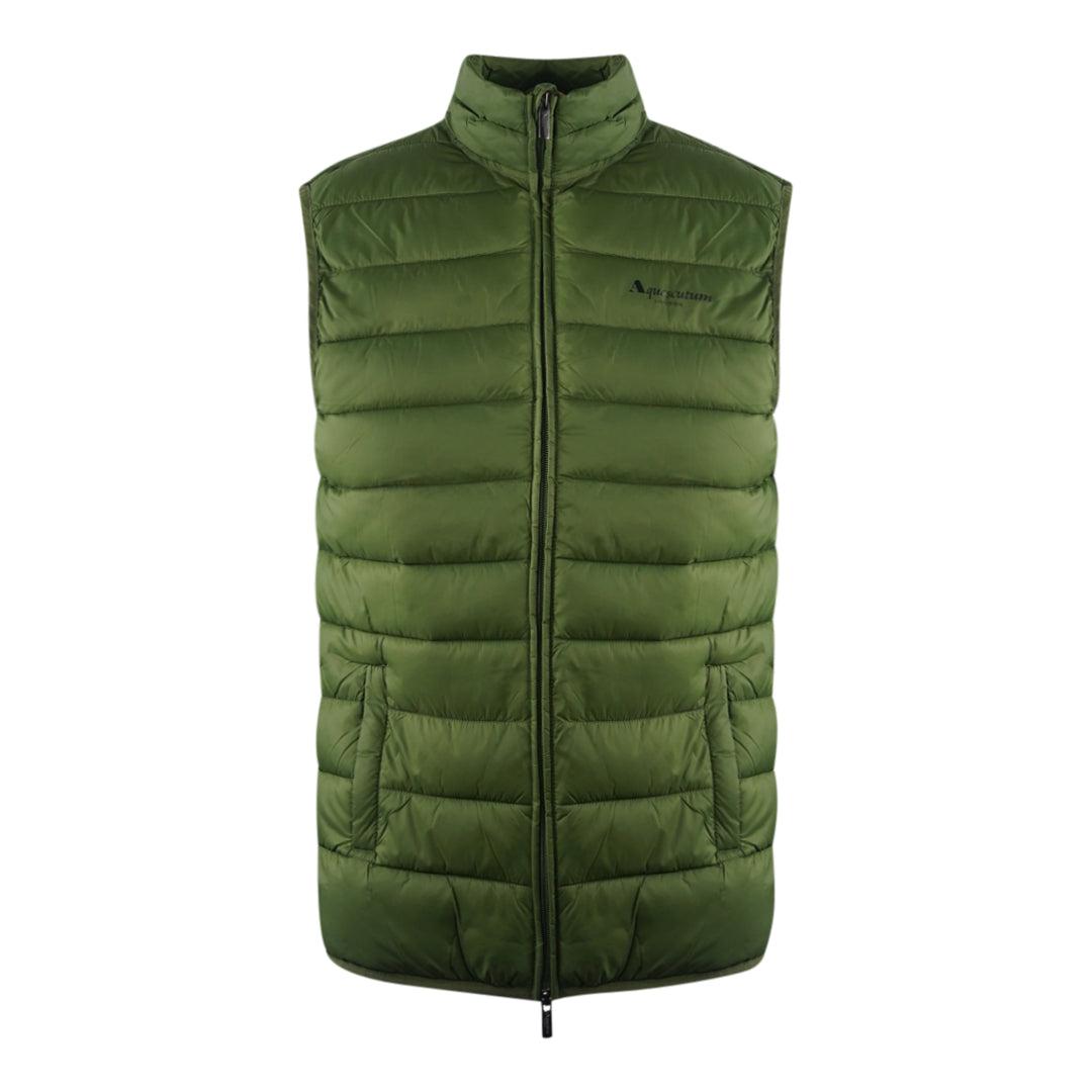 Army Green - Front - Aquascutum Mens London Logo Gilet