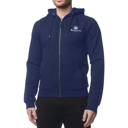 Navy - Side - Aquascutum Mens Active Small Logo Full Zip Hoodie