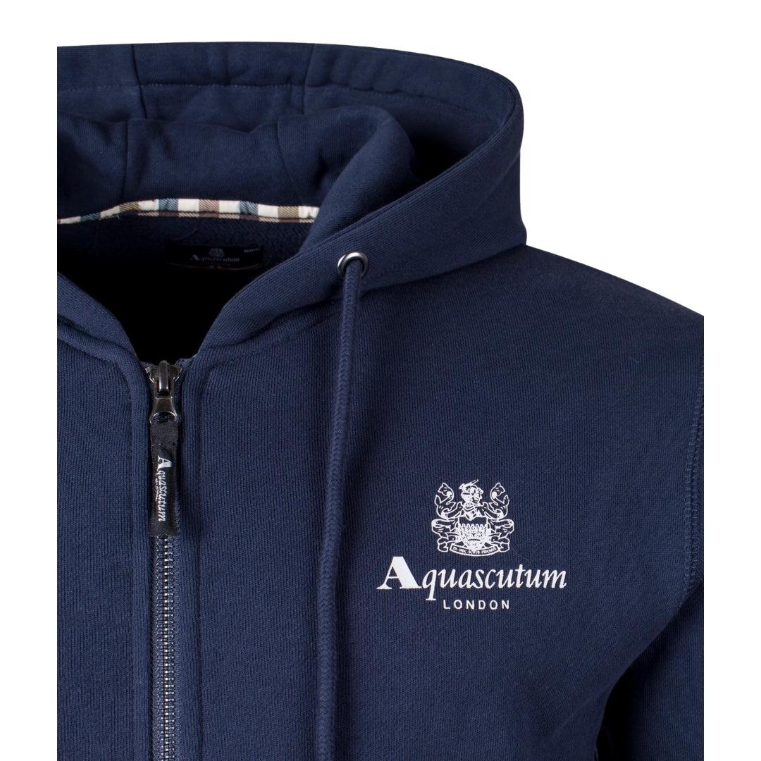 Navy - Lifestyle - Aquascutum Mens Active Small Logo Full Zip Hoodie