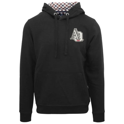 Black - Front - Aquascutum Mens AQ 1851 Patch Logo Hoodie