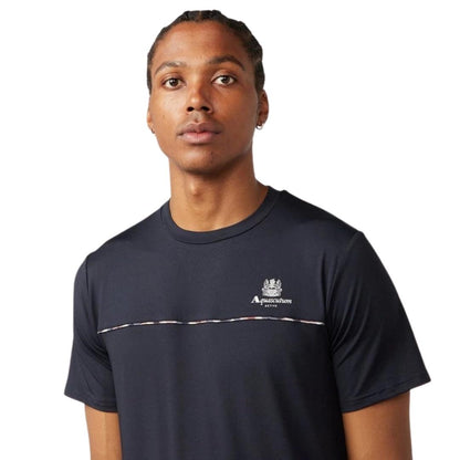 Navy Blue - Back - Aquascutum Mens Contrast Piping Stretch Active T-Shirt