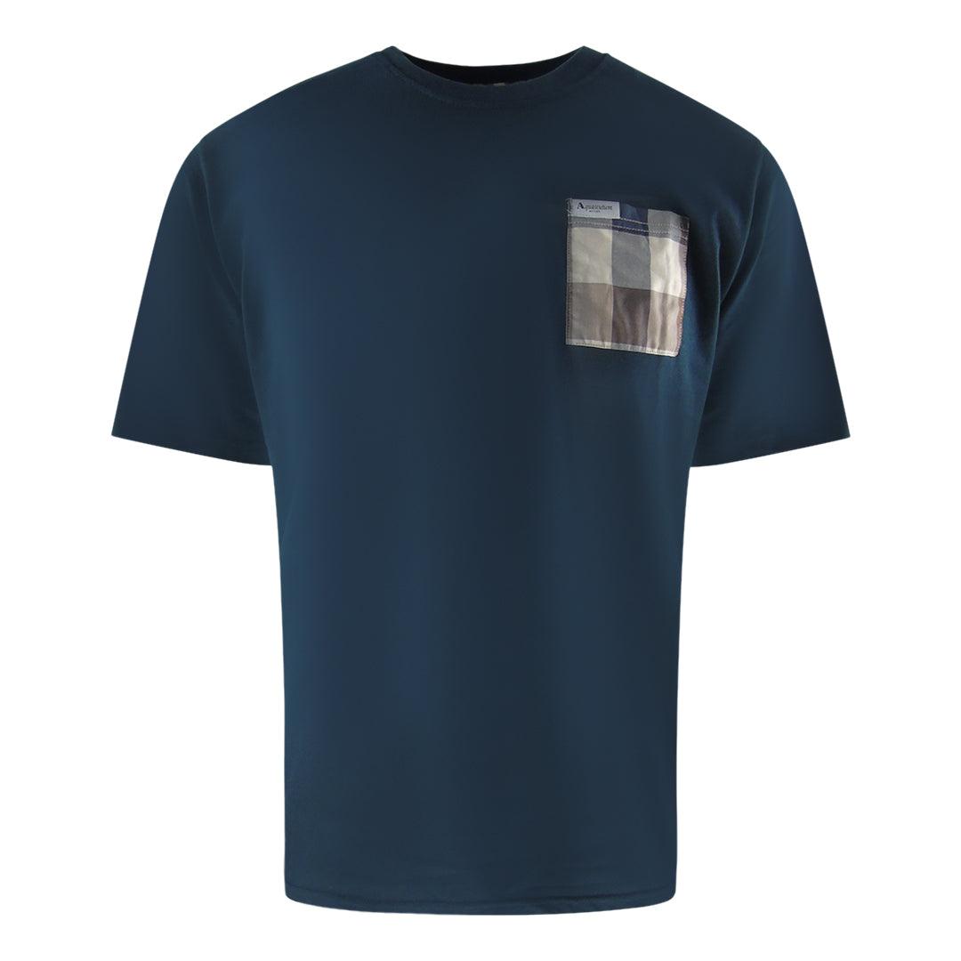Navy Blue - Front - Aquascutum Mens Active Club Check Pocket T-Shirt