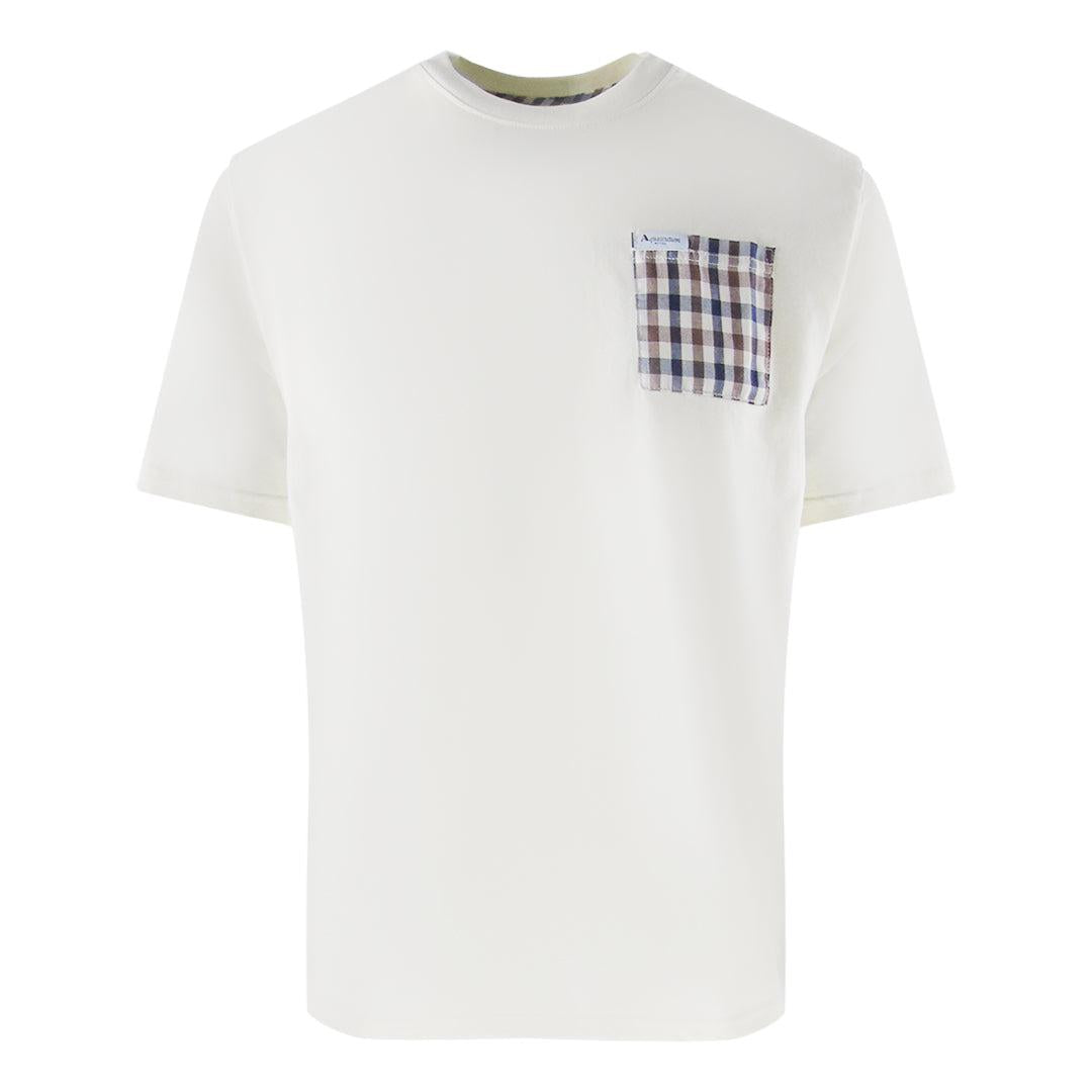Old White - Front - Aquascutum Mens Active Club Check Pocket T-Shirt