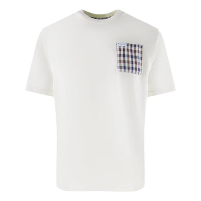 Old White - Front - Aquascutum Mens Active Club Check Pocket T-Shirt