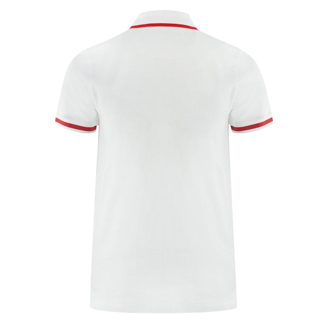 White - Back - Aquascutum Mens Tipped Embroidered Polo Shirt