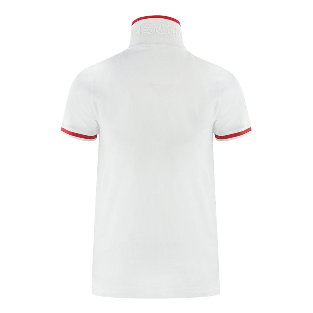 White - Side - Aquascutum Mens Tipped Embroidered Polo Shirt