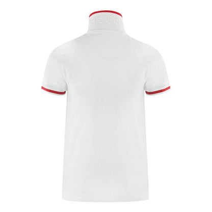 White - Side - Aquascutum Mens Tipped Embroidered Polo Shirt