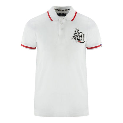 White - Front - Aquascutum Mens Tipped Embroidered Polo Shirt
