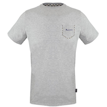 Grey - Front - Aquascutum Mens Check Pocket T-Shirt