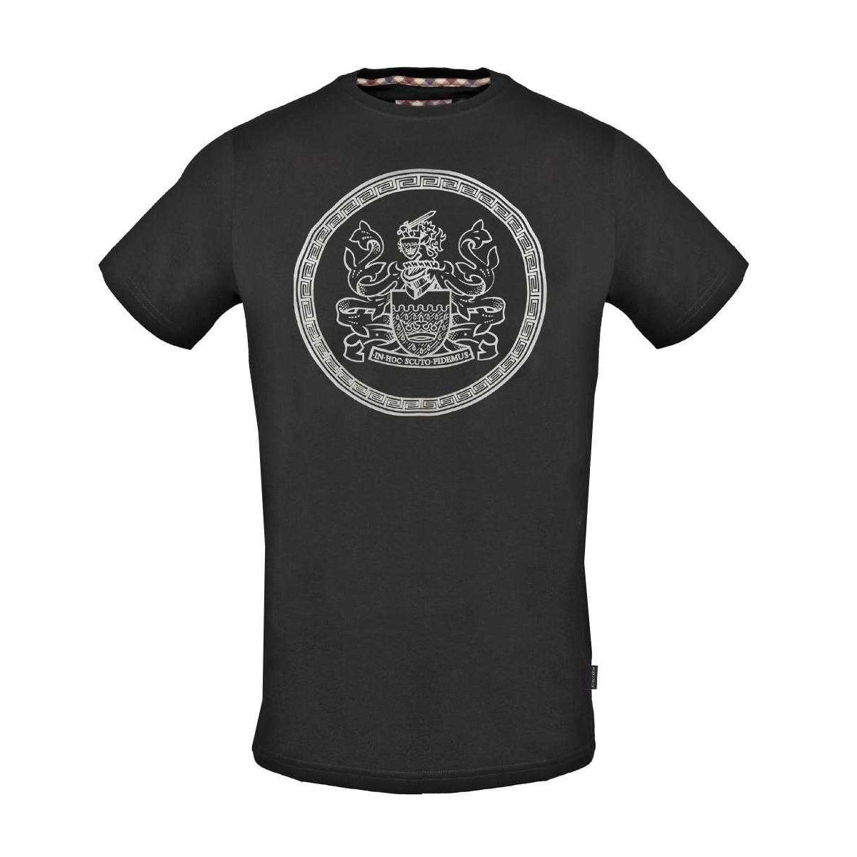 Black - Front - Aquascutum Mens Aldis Circle Logo T-Shirt