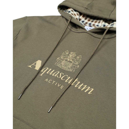 Army Green - Side - Aquascutum Mens Active Big Logo Hoodie