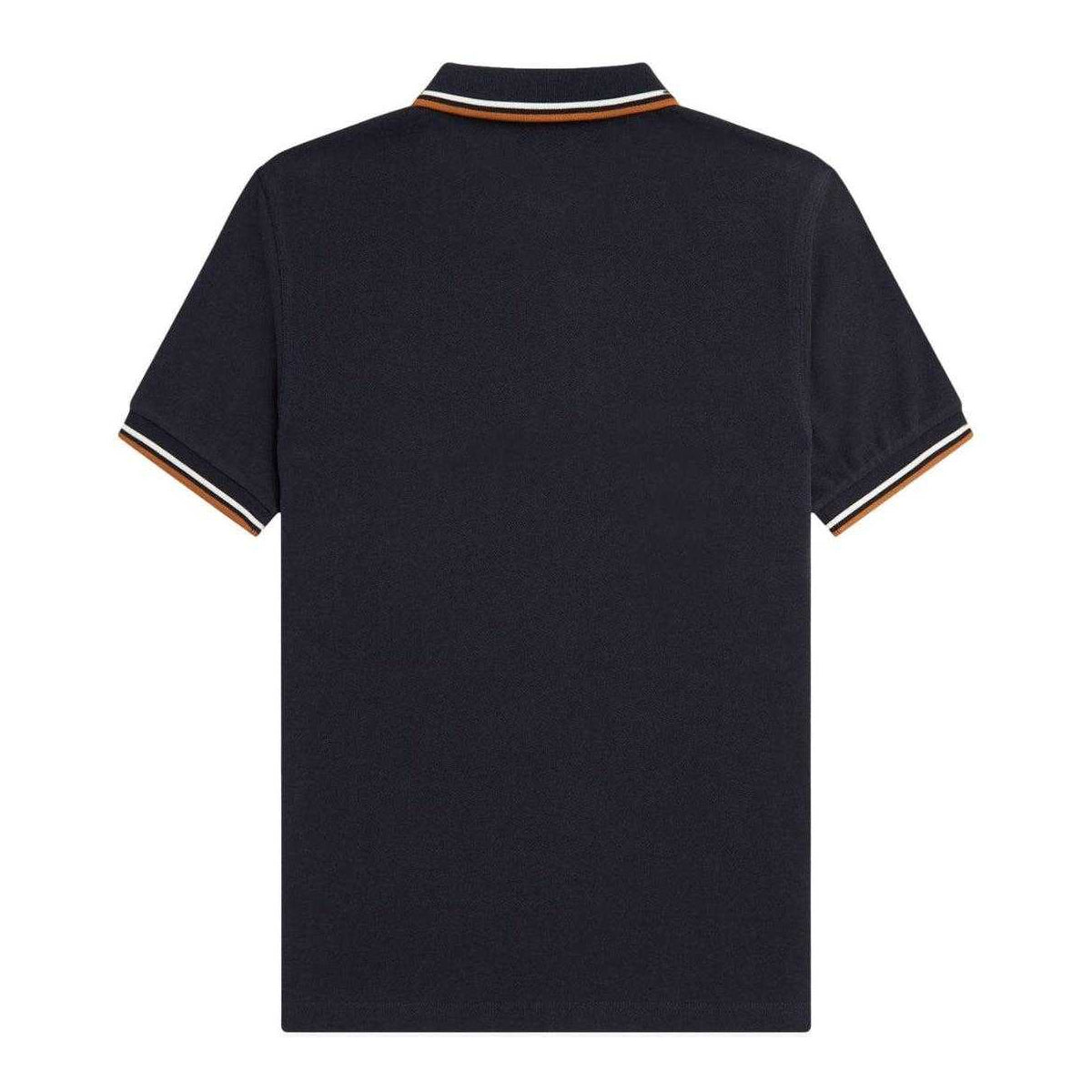 Navy - Back - Fred Perry Mens Double Tipped Collar Polo Shirt