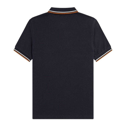 Navy - Back - Fred Perry Mens Double Tipped Collar Polo Shirt