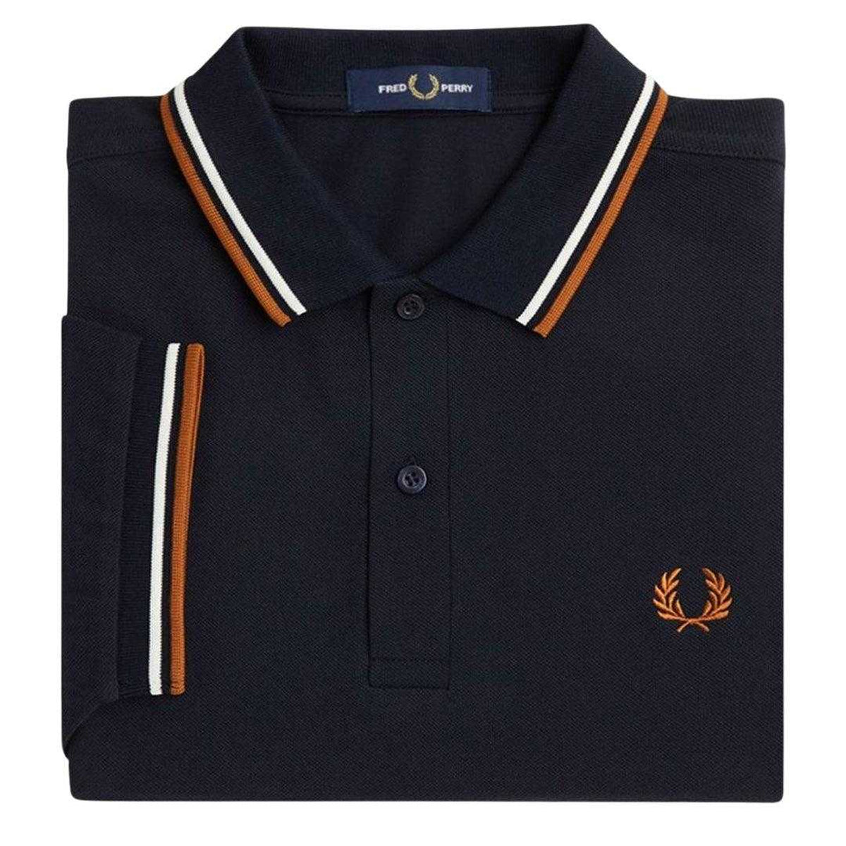 Navy - Side - Fred Perry Mens Double Tipped Collar Polo Shirt