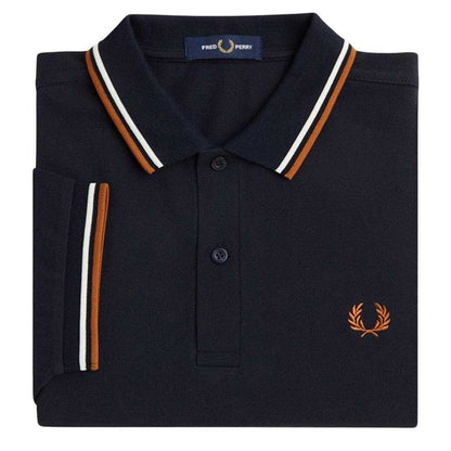 Navy - Side - Fred Perry Mens Double Tipped Collar Polo Shirt