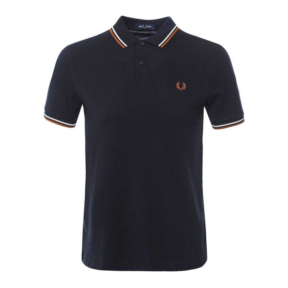 Navy - Front - Fred Perry Mens Double Tipped Collar Polo Shirt